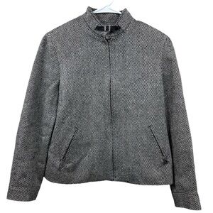 Lauren Ralph Lauren Wool Alpaca Jacket Womens 10 Gray Black Herringbone Full Zip